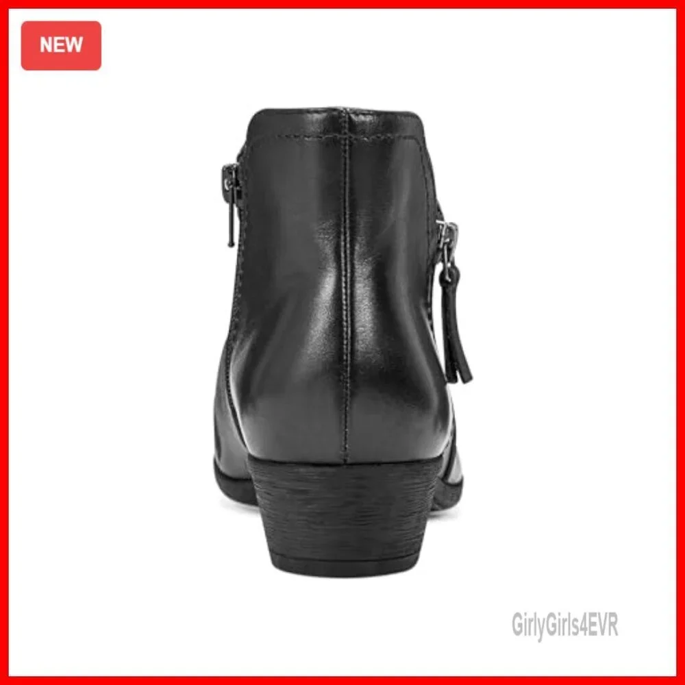 Leather Ankle Booties with Arch Support, Cushioned Comfort, Extended Sizes